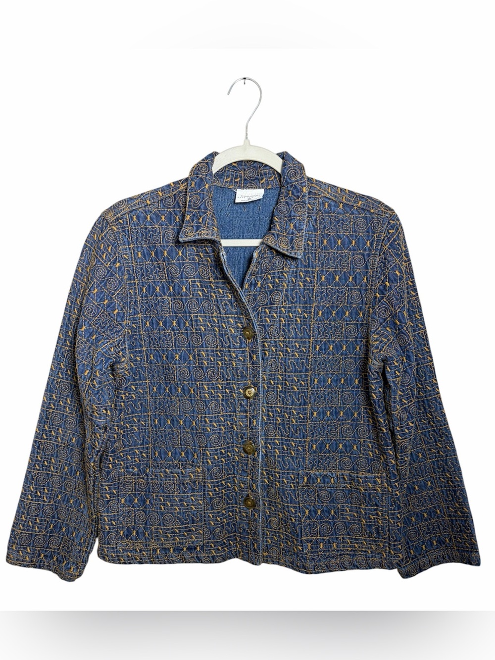 Click by Color Me Cotton Embroidered Denim Jacket 100% Tencel